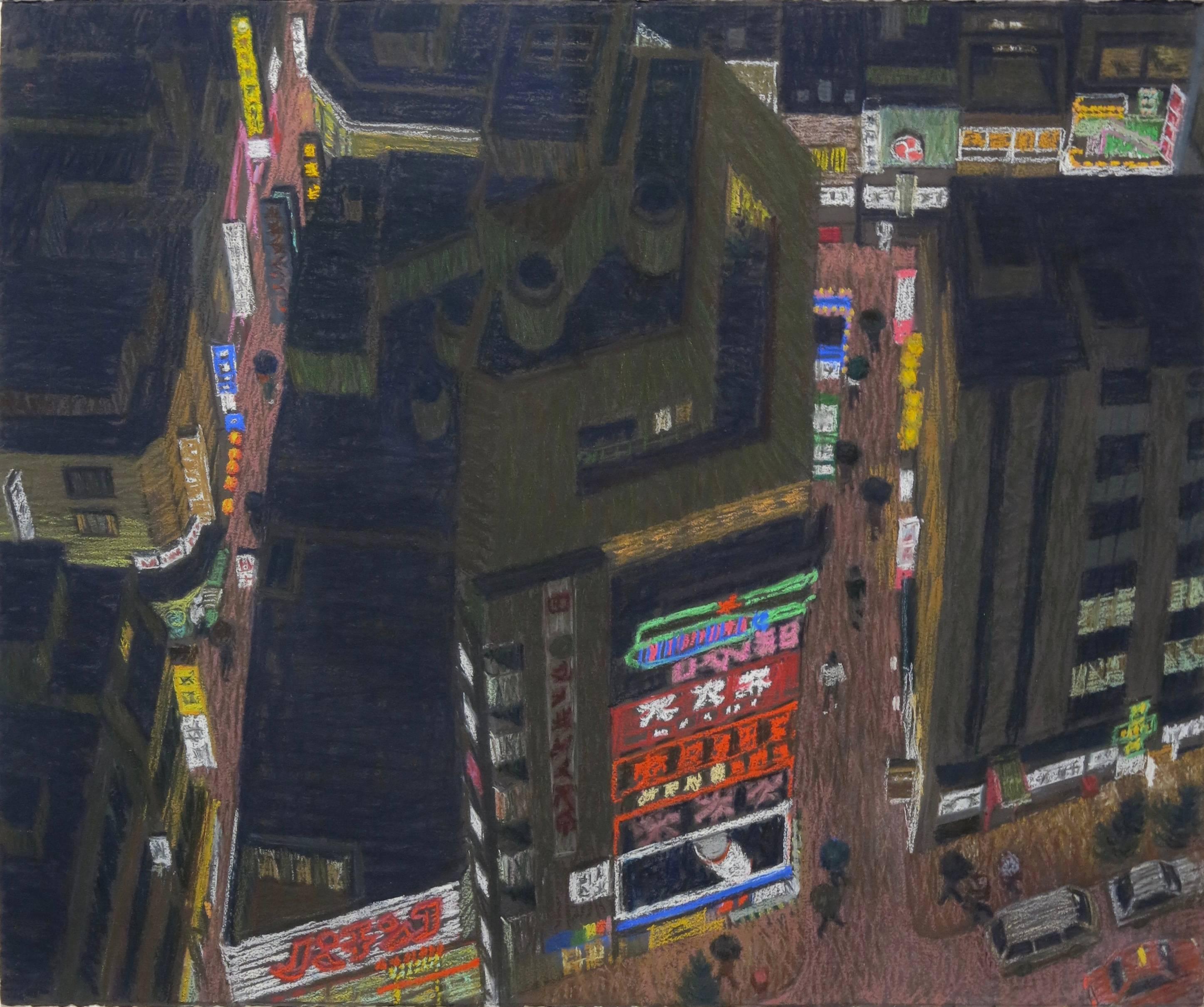 Yvonne Jacquette Landscape Art - Shinjuku Pleasure District, Tokyo (Japan cityscape)