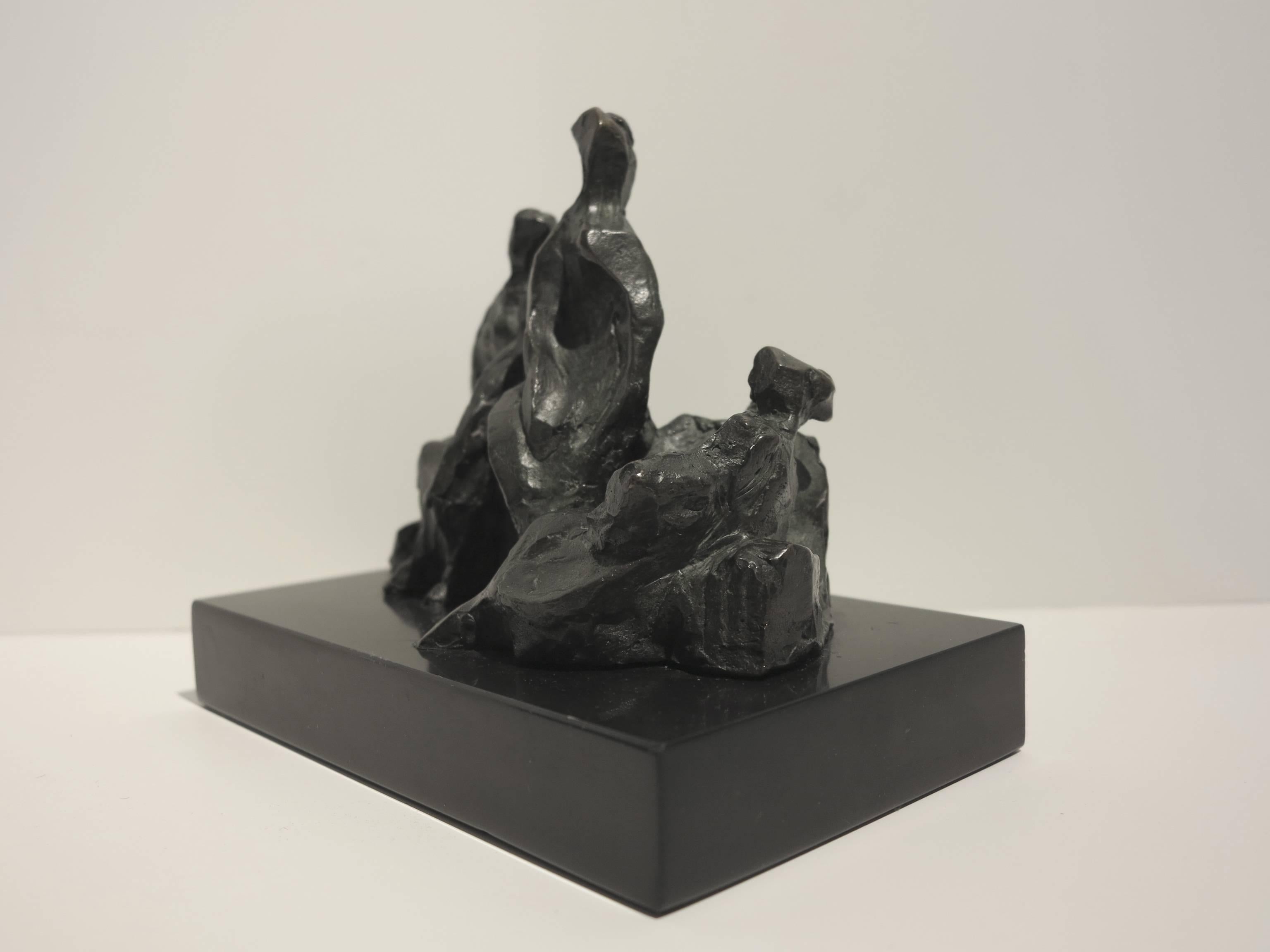 Three Figures in Repose - Abstract Impressionist Sculpture by Irving Marantz