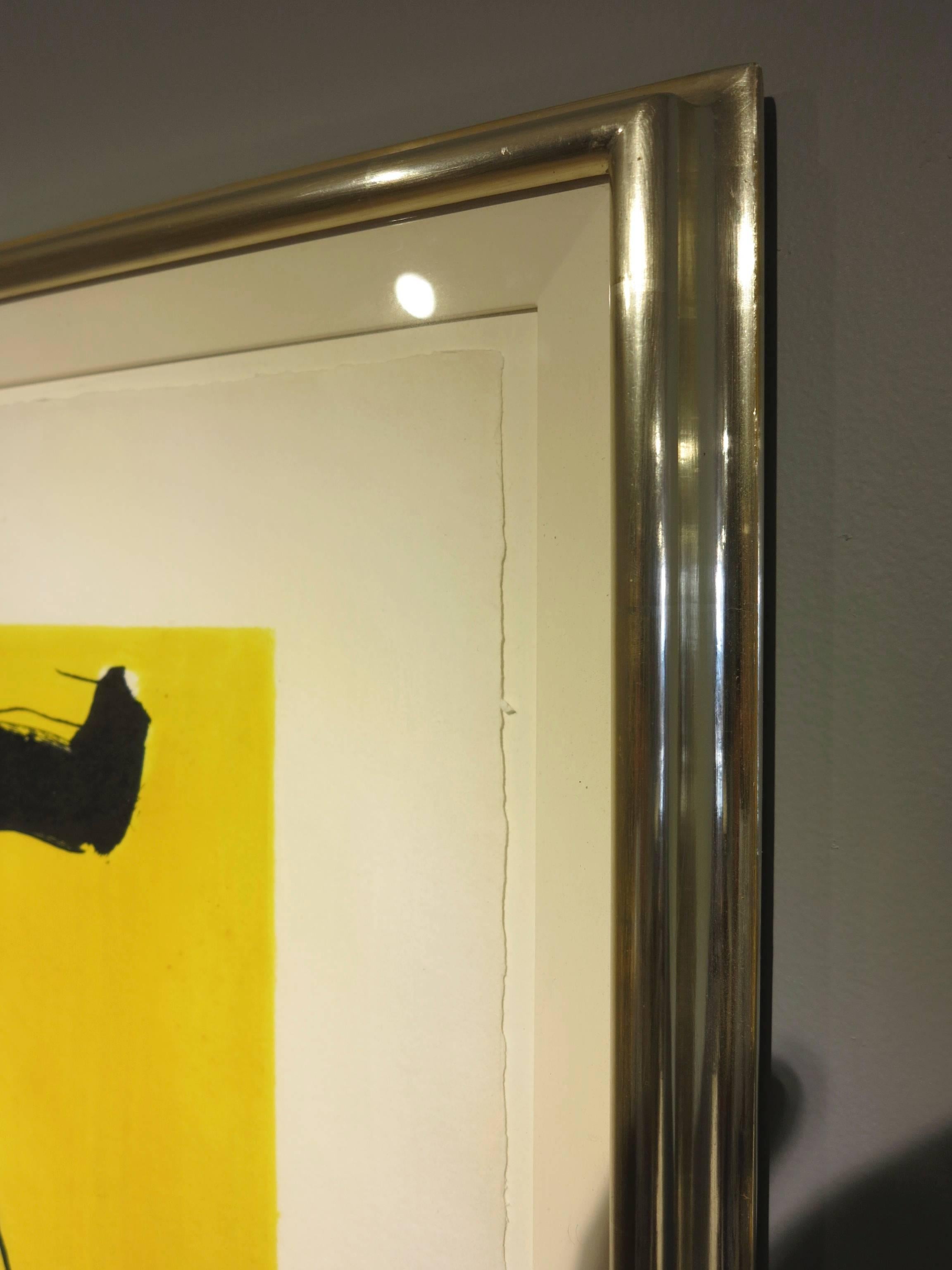 Artist: Robert Motherwell, American (1915 – 1991)
Title: Hollow Man’s Cave
Year: 1991
Medium: Lithograph, signed in pencil
Edition: 40, RTP (ready to print or final proof).
Image Size: 31 x 39 inches
Size: 37 x 46 inches, sheet
Frame: 42 x 51