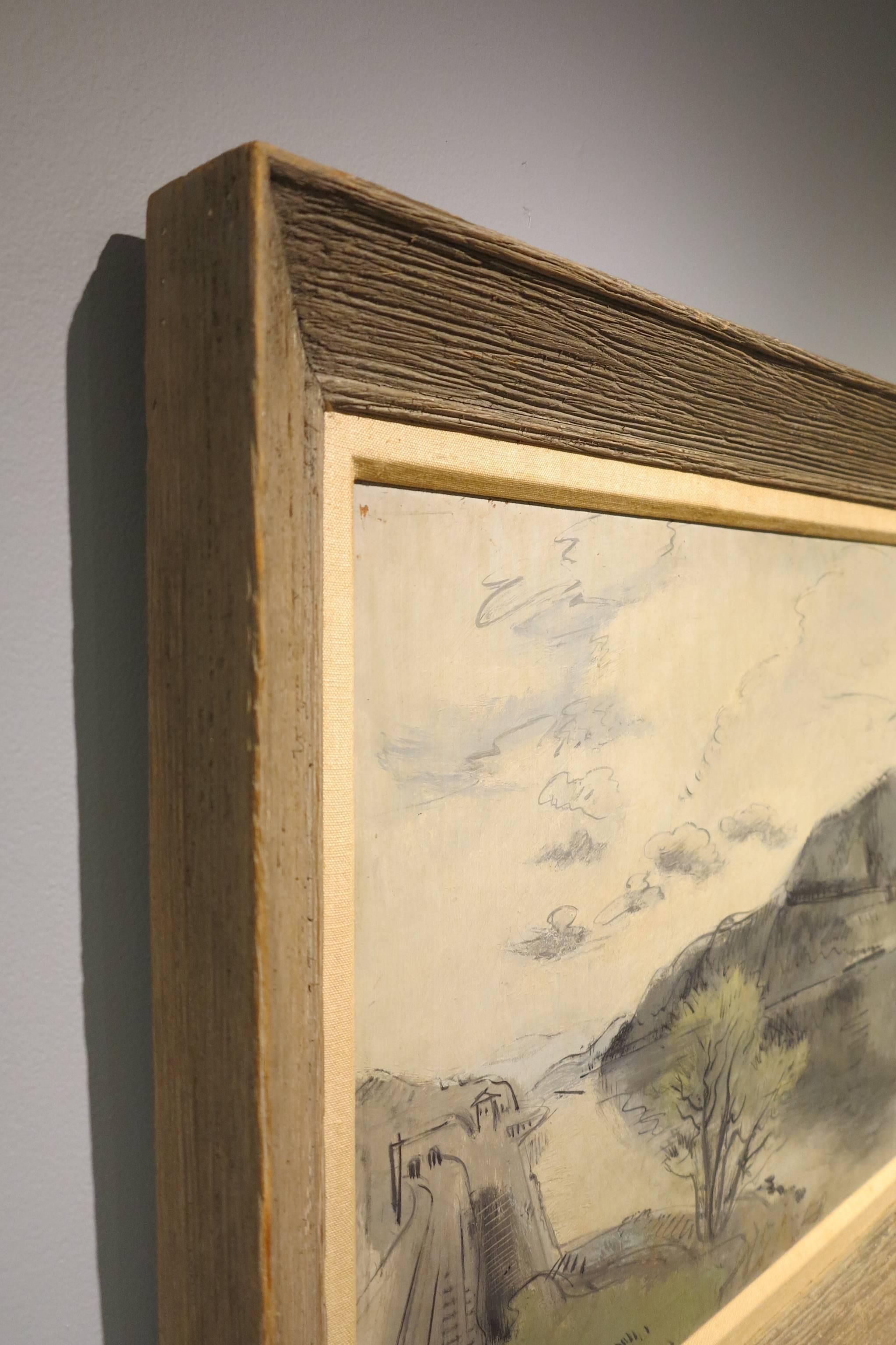 Silberne Silberlandschaft (graue abstrakte Grisaille-Landschaft) (Braun), Abstract Painting, von Joe Jones