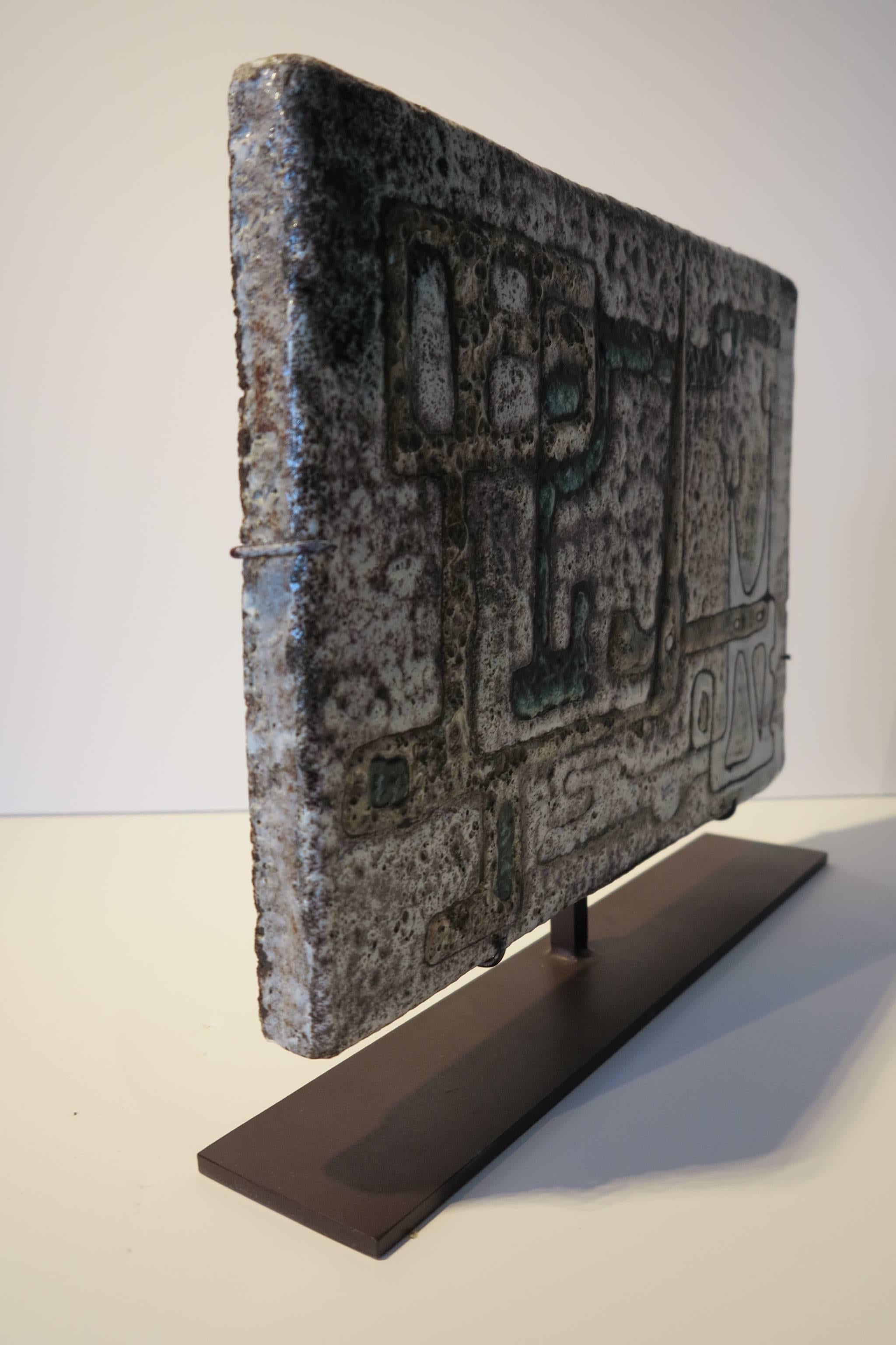 Untitled (Geometric abstract glazed tile sculpture) - Sculpture by Jean Rivier
