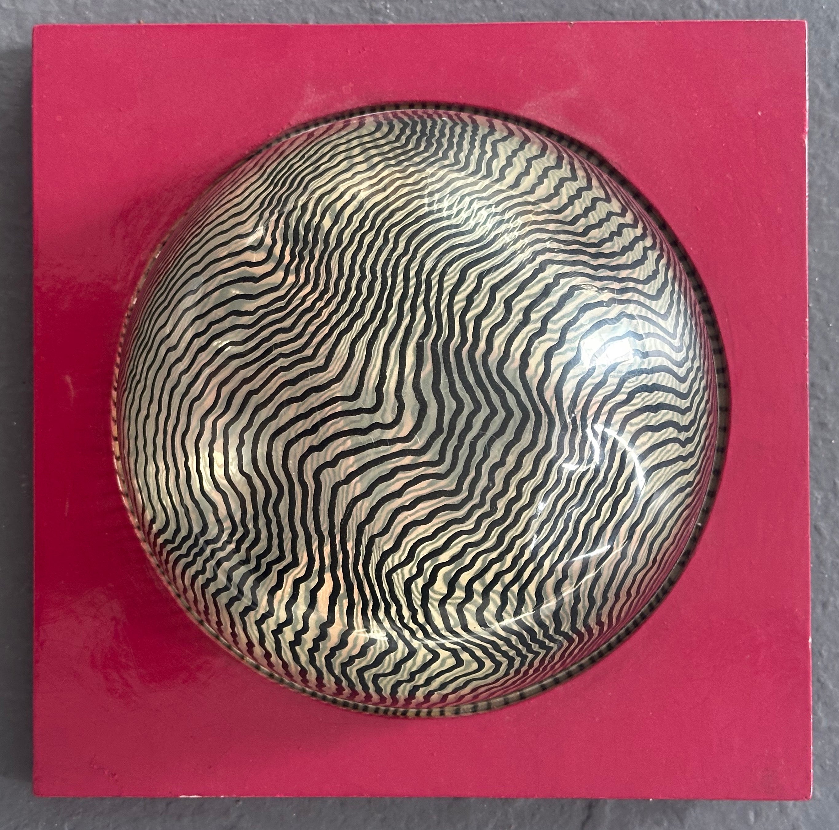 Henry Pearson Abstract Sculpture - Moirasphere Mid-century Op Art Wall Sculpture