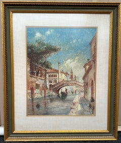 A Canal in Venice (American Impressionist Venetian Landscape Painting)