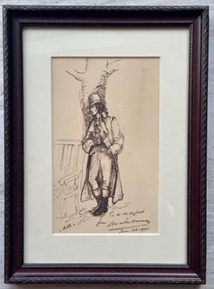 Young Victorian Dandy (Male Fashion Portrait Ink Drawing).