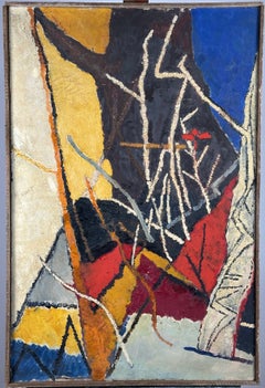 Cubist Winter Geometric Landscape Oil Painting
