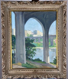 High Bridge, Washington Heights, NYC Impressionist Landscape Oil Painting
