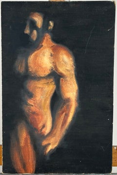 Nudo maschile barbuto (dipinto espressionista figurativo di nudo)