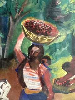 Chase & Sanborn Coffee ad illustration mid-century landscape painting Antigua