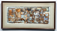 Kubistische Landschaft aus Provincetown, Massachusetts – modernistisches Gemälde aus der Mitte des Jahrhunderts