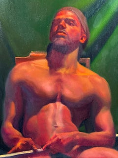 Mark Anthony, Black Male Nude Portrait Oil Painting.