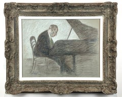 Portrait of Arthur Rubenstein at the Piano, Impressionist pastel drawing Israel