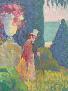 Figures in a Forman Garden, Impressionist Landscape oil painting