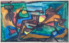 Horse and Rider (German Cubist Surrealist abstract painting)