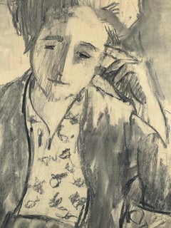 Seated Woman in an Interior (Abstract Expressionist Figurative Drawing)