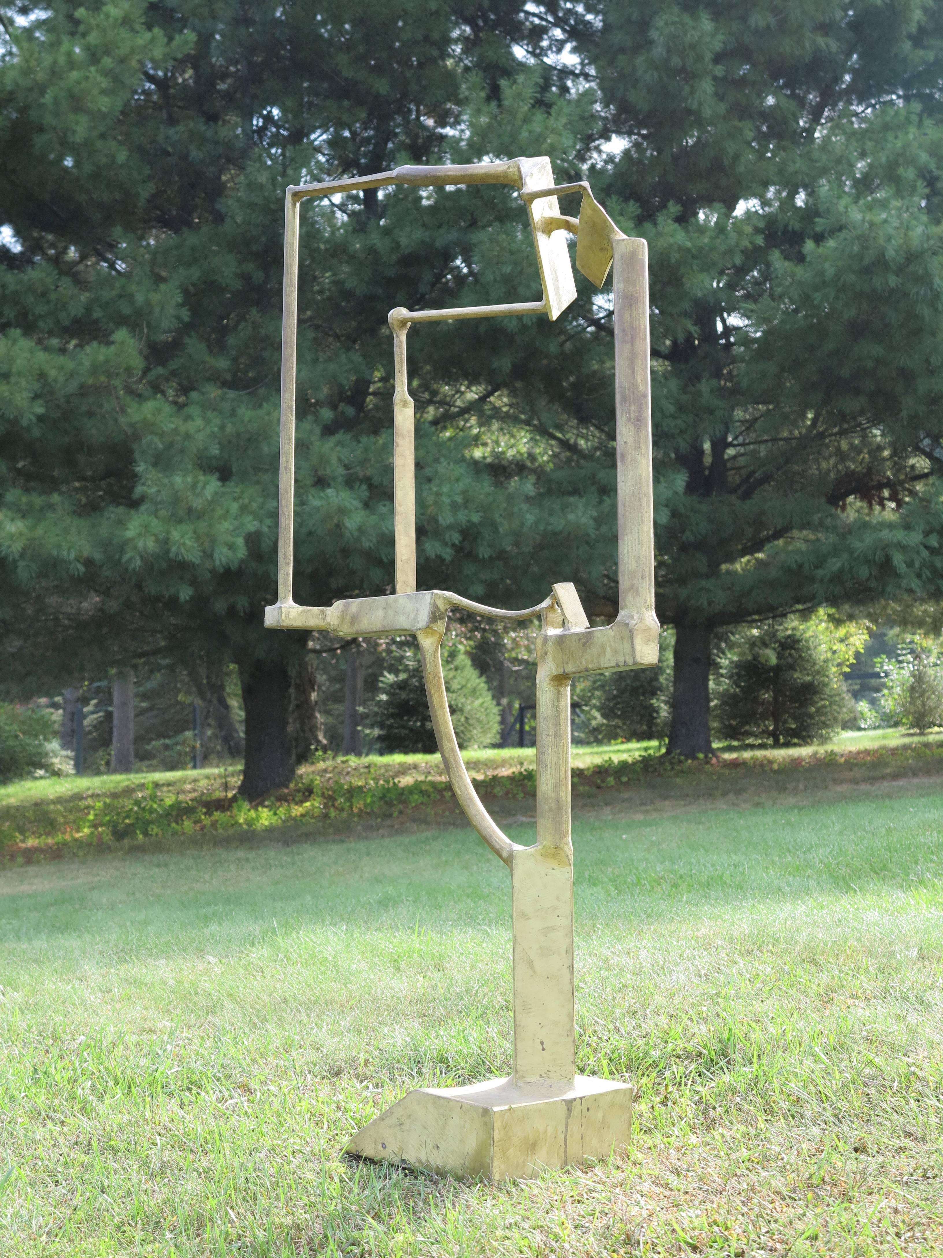 James Gibson (b.1937). Untitled, 1979. Welded bronze, 55 x 22 x 10 inches. Excellent condition. Provenance: Cheekwood Botanical Gardens and Museum of Art, Tennessee.  Fragment of label on bottom with 1981 accession number. Includes white wooden base