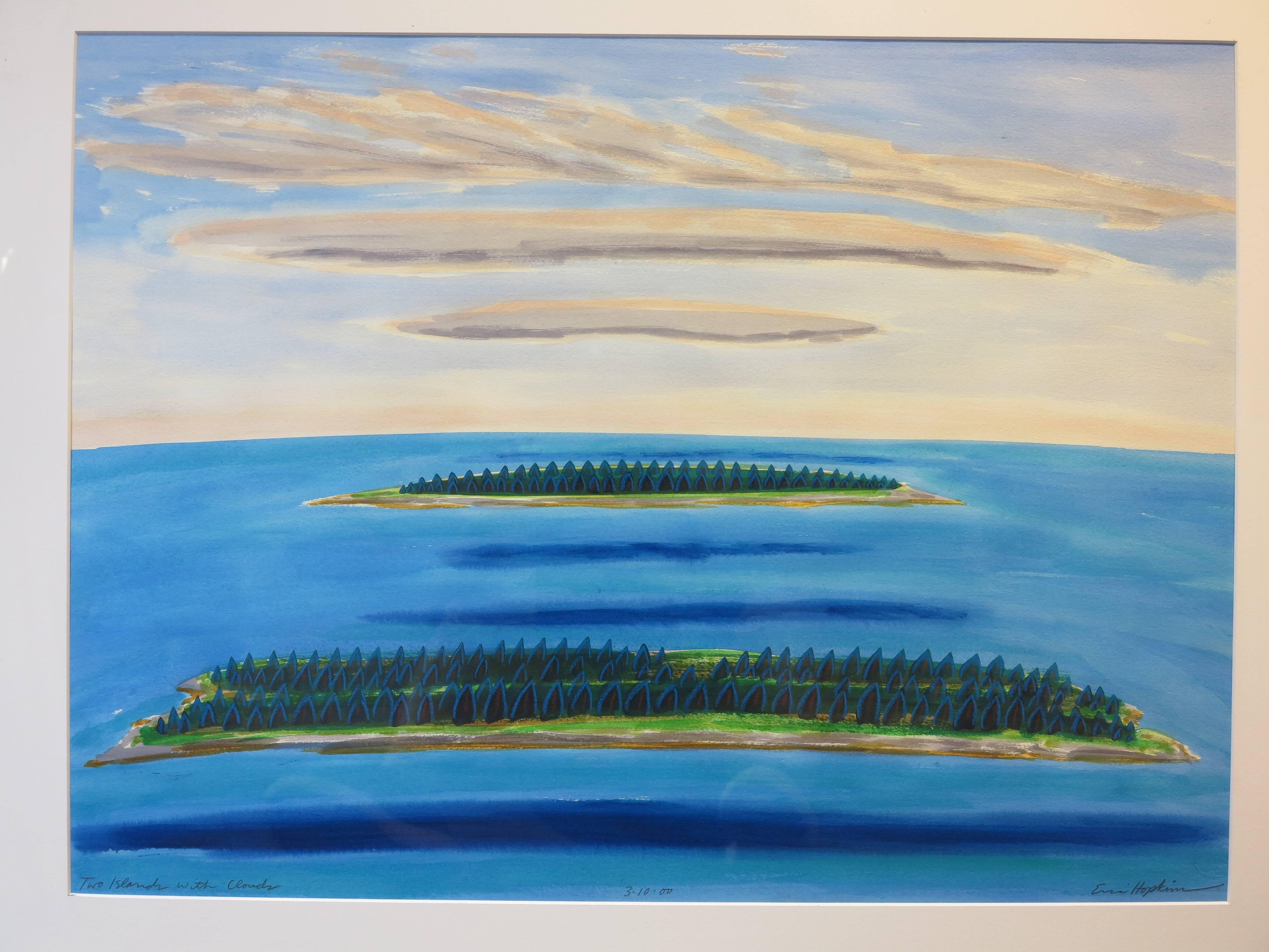 Two Islands and Clouds  - Abstract Painting by Eric Hopkins