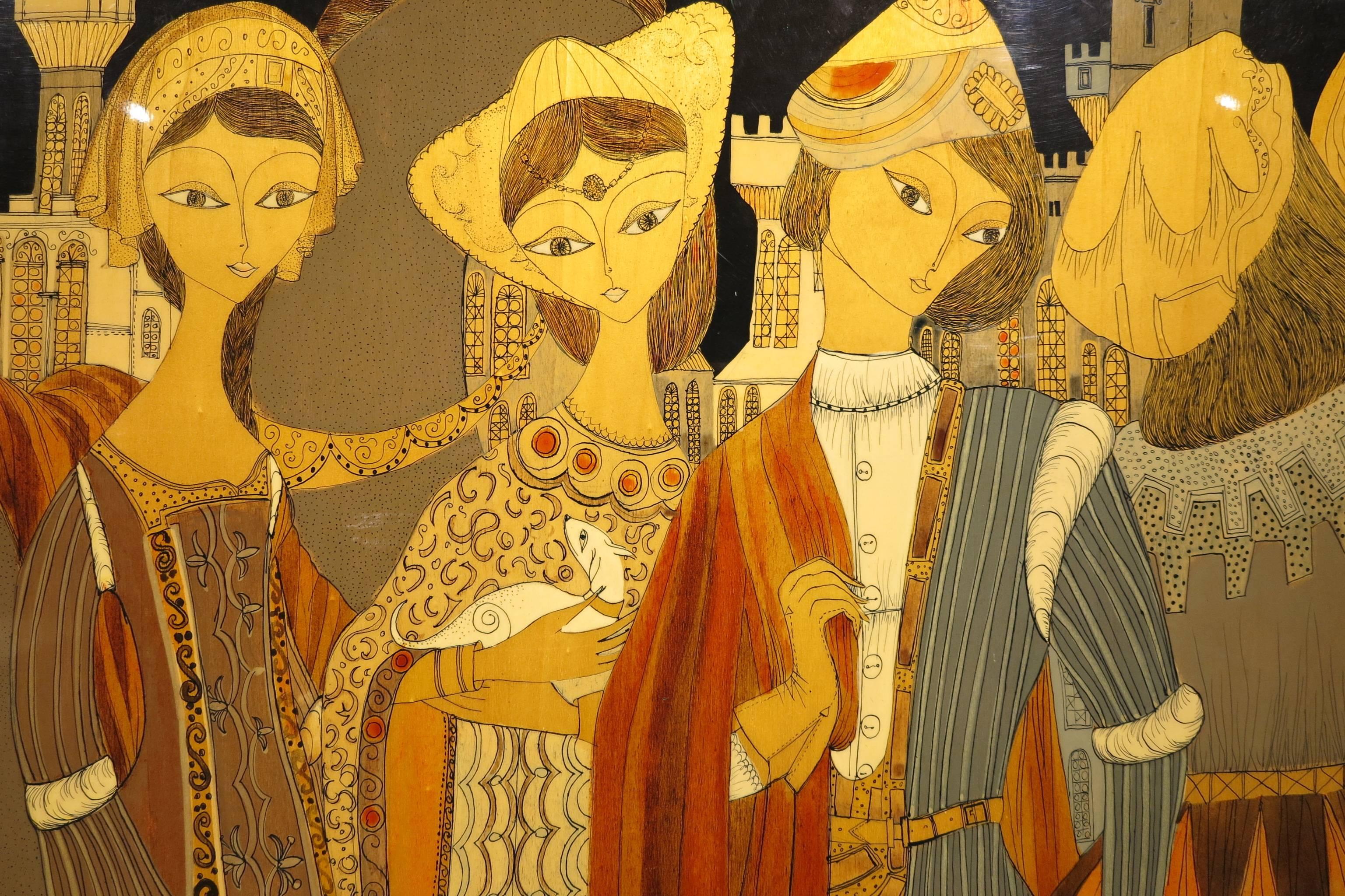 Italian Renaissance Figures - Modern Painting by Unknown