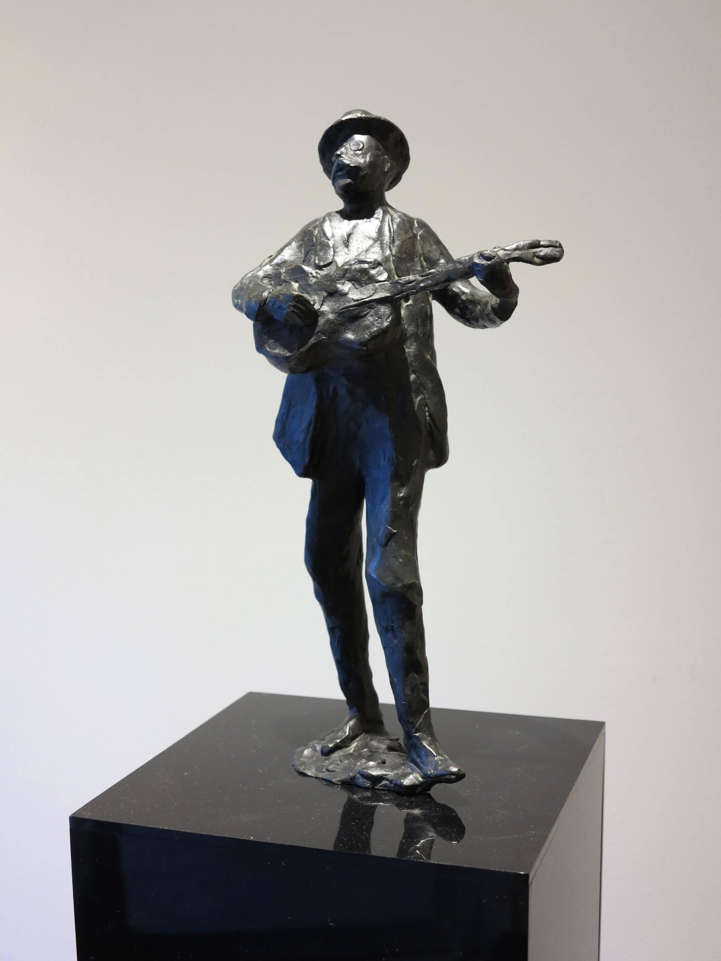 Man with Guitar - Sculpture by Harry Jackson