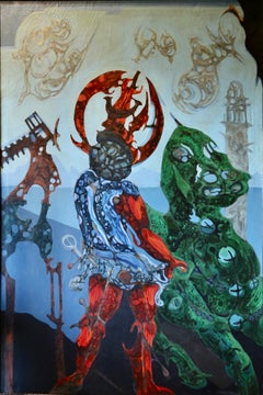 Francisco Moncion « Saint… « Michael et le dragon », huile sur toile, 1963