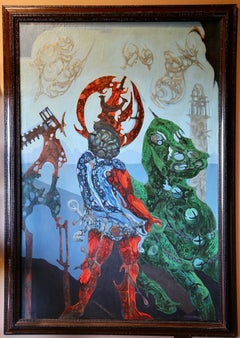 Francisco Moncion « Saint… « Michael et le dragon », huile sur toile, 1963