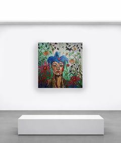 Retrato Pintura Sabiduría Audaz Regalo Declaración Contemporáneo Abstracto Flor