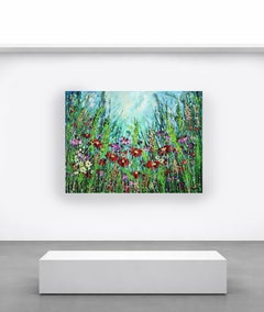 Le sanctuaire de l'âme : Peinture extra-large, florale, paysage, unique, originale