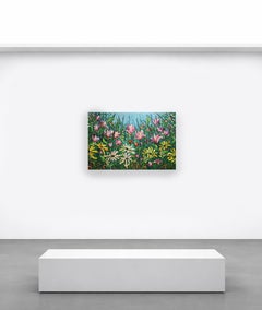 I met you in the Summer: Large Original Floral Landscape Painting, Unique
