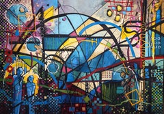 Les Gardiens de la Joie - Peinture abstraite maximaliste, pièce unique, très grand format