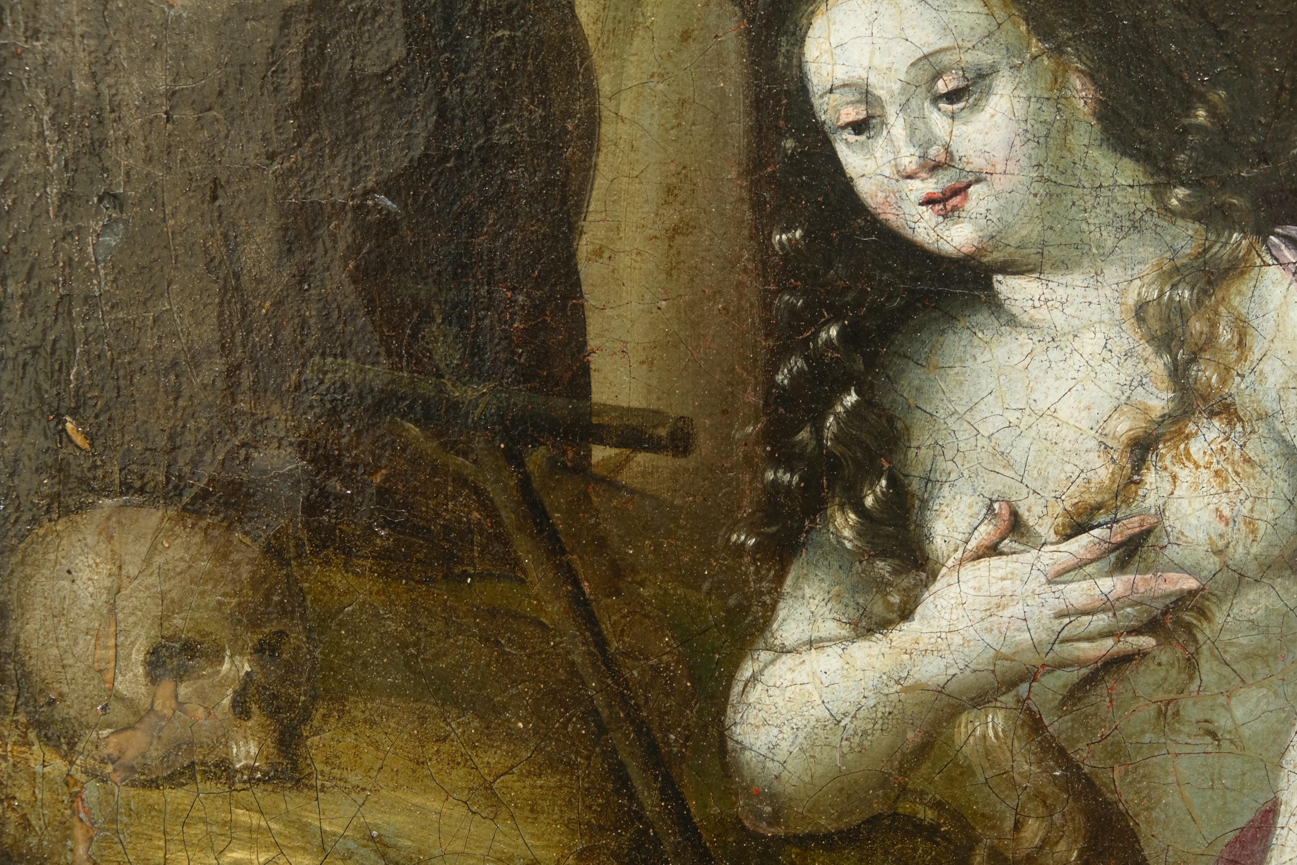 paysage boisé flamand du XVIIe siècle avec château et ville perchée. en vente 14