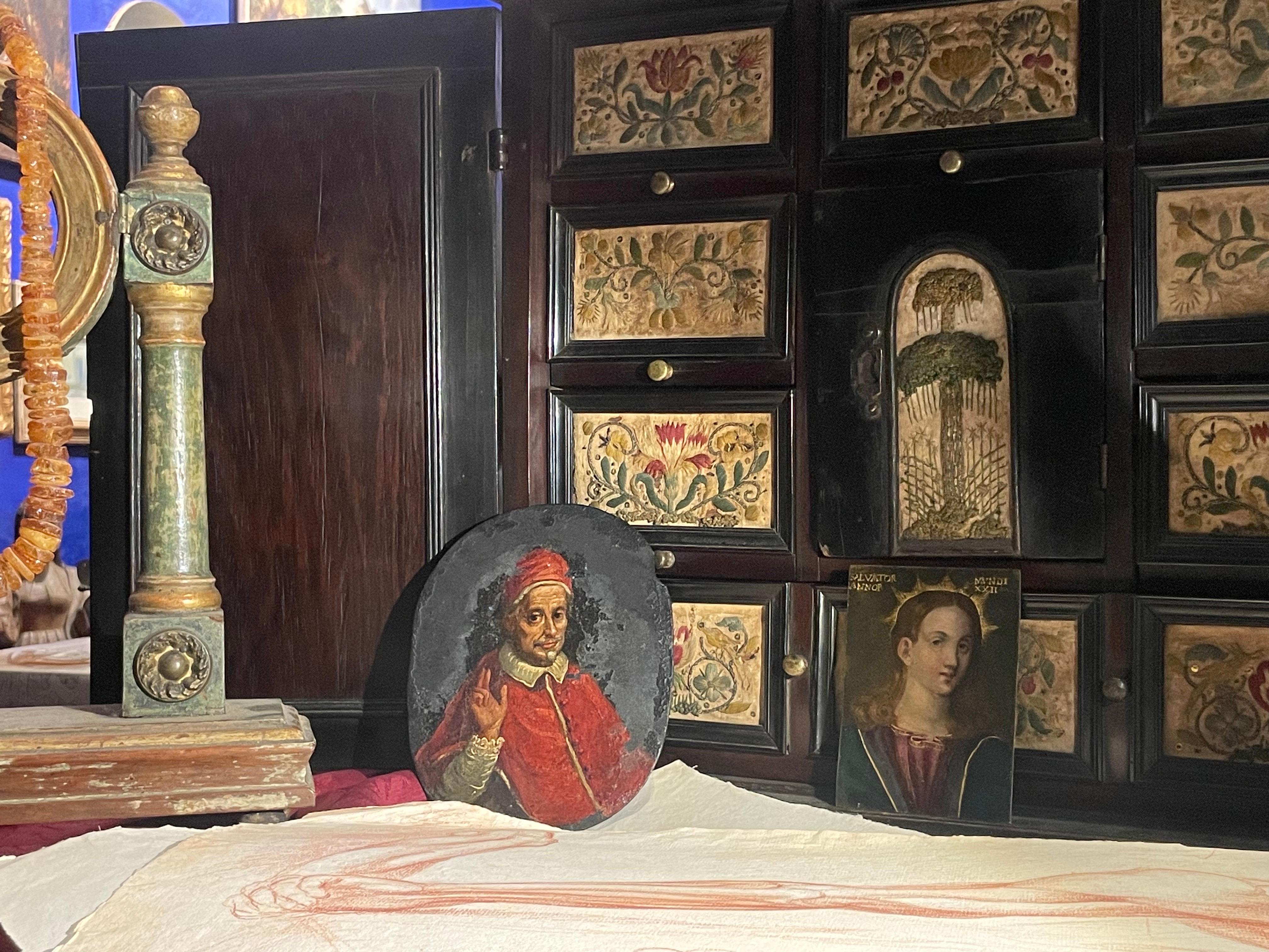 Salvator Mundi, Öl auf Kupfer, Norditalien, spätes 16. - frühes 17. Jh., 9×7 cm im Angebot 7