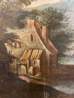 Landscape With Hunters By A Lake. 18th Century.