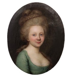 Portrait signed Darbes, 1781. Russo-Baltic period, Riga address on the reverse