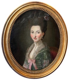 Portrait d'une dame aux cheveux relevés, de style rococo danois, vers 1780, huile sur toile