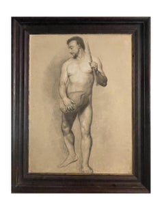 Academic Study of a Male Nude with Moustache and Staff, Florentine School
