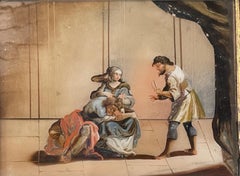 Reverse glass painting depicting Samson and Delilah, 18th century, Venice (?)