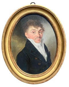 Portrait d'un homme au pastel, période Empire-Restauration, France, XIXe siècle