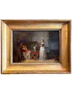 Jean-Baptiste Mallet. Intérieur du XVIIe siècle avec une mère, des enfants et un luthiste