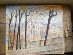View of a Gothic Cathedral from a Wooded Hill, signed Vanier, c. 1940