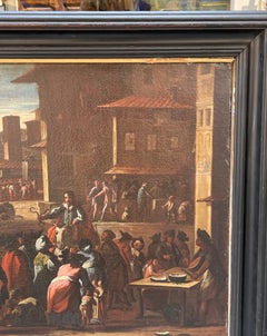 Scharlatan mit Schlangen auf einem römischen Platz, Bamboccianti, 17. Jahrhundert