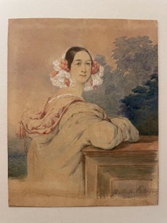 Portrait of a Young Woman in a Hooded Cape, “Marta S[?]. Pieterburg”, circa 1840