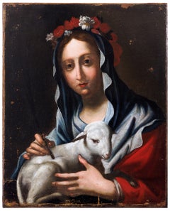 Saint Agnes with the Lamb and a Crown of Flowers. Florentine School, circa 1640