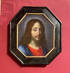 17th-Century Italian School: Christ the Redeemer, Octagonal, Oil on Canvas