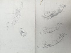 Studies of female figures and angels, preparatory work for a fresco