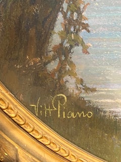 Lac Majeur, vue sur les châteaux de Cannero, signée Vittorio Piano, début du XXe siècle