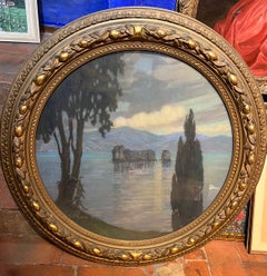 Lake Maggiore, View of the Castles of Cannero, Signed Vittorio Piano, Early 20th
