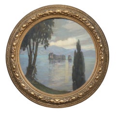 Lac Majeur, vue sur les châteaux de Cannero, signée Vittorio Piano, début du XXe siècle