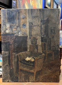 Interior in Auderghem, Henri Le Roux, signed and dated 1936.