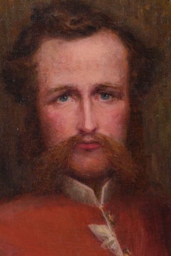 Portrait of a Army Soldier. Nineteenth century antique oil painting on canvas.