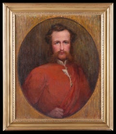 Portrait of a Army Soldier. Nineteenth century antique oil painting on canvas.
