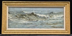 Crashing Waves antique 19th century oil painting on canvas by Sir Frank Brangwyn